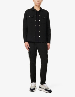 Arne Mens Utility Patch-pocket Shell Cargo Jogging Bottoms Black In Black