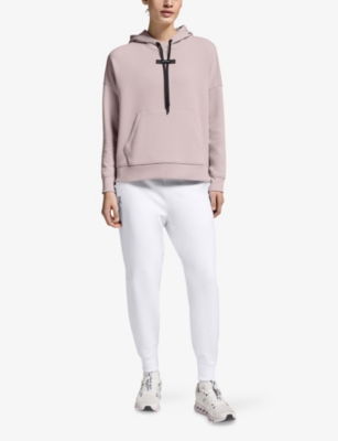 On-running Womens Drawstring-guard Kangaroo-pocket Stretch-woven Hoody Fade In Fade