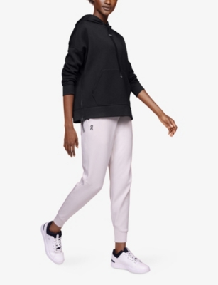 On-running Womens Drop-in Pocket Relaxed-fit Jersey Hoody Black In Black