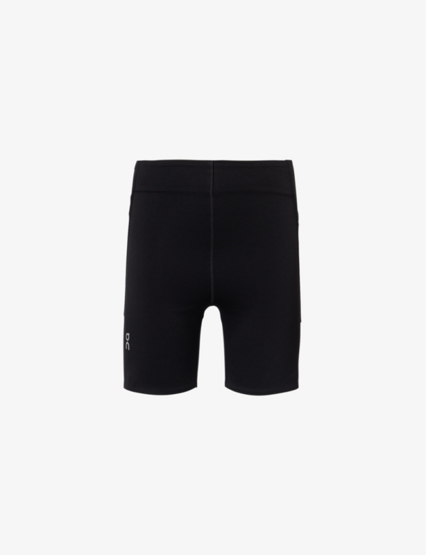 Train Tights Brand-Print Mid-Rise Stretch-Woven Shorts