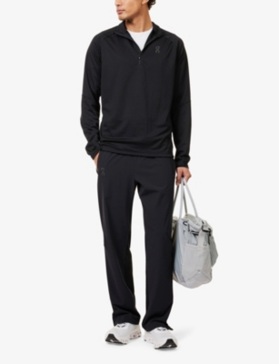 On-running Mens Black Climate Funnel-neck Woven Sweatshirt Xxl In Black