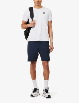On-running Mens  Performance-t Sweat-wicking Stretch-woven T-shirt In White/silver