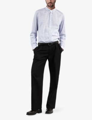 The Kooples Womens Straight-cut Slim-fit Striped Cotton Shirt Blue White In Blue White