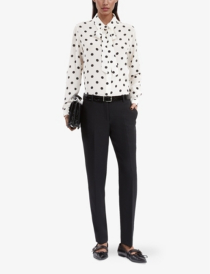 THE KOOPLES: polka-dot bow-tie woven silk shirt