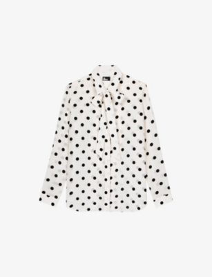 THE KOOPLES: polka-dot bow-tie woven silk shirt