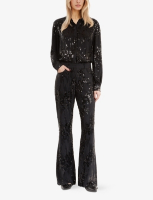 THE KOOPLES: Flared-Leg Sequin-Embellished Trousers
