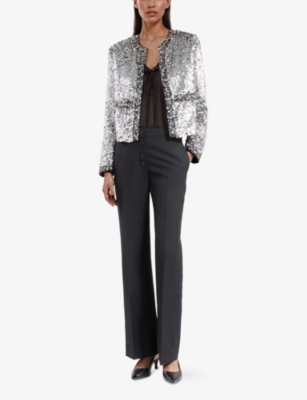 THE KOOPLES: Padded-Shoulder Sequin and Pearl-Embellished Jacket
