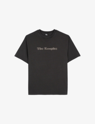 The Kooples Mens Logo-embroidered Relaxed-fit Short-sleeve Cotton T-shirt Black Washed In Black Washed