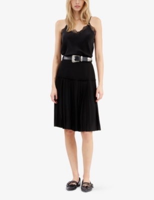 The Kooples Short Black Pleated Skirt In Black