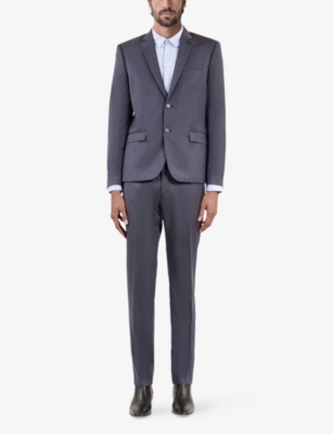 The Kooples Mens Blue Notched-lapel Single-breasted Wool Blazer In Blue