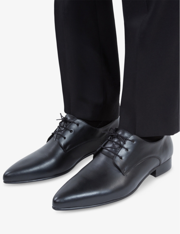 Pointed-Toe Leather Derby Shoes