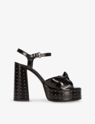 THE KOOPLES WOMENS BLACK STUD-EMBELLISHED LEATHER HEELED SANDALS