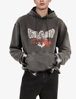 The Kooples Mens Used Kaki Graphic-print Cotton Sweatshirt In Black