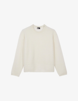Shop The Kooples Womens Ecru Crewneck Loose-fit Wool-blend Knitted Jumper
