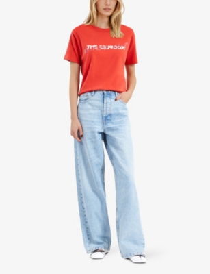 The Kooples Womens Red Brand-print Cotton-jersey T-shirt In Red