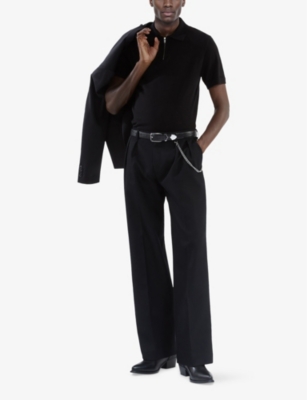 THE KOOPLES: Zip-front short-sleeve knitted cotton and silk polo shirt