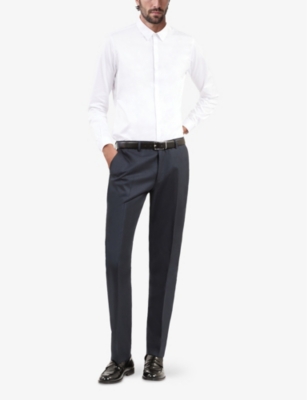 The Kooples Mens Blue Petrol Straight-leg Regular-fit Wool Trousers In Blue Petrol