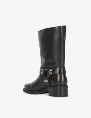 THE KOOPLES WOMENS THE KOOPLES BUCKLE-EMBELLISHED LEATHER CALF-LENGTH BOOTS 