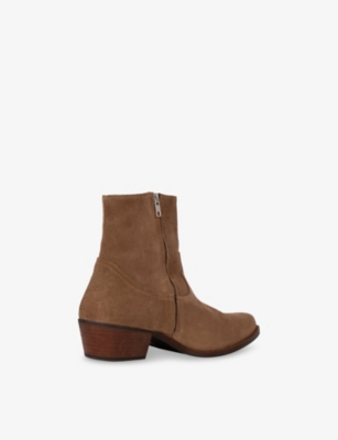 THE KOOPLES: Almond-Toe Western Suede Heeled Ankle Boots