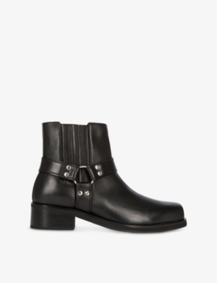 THE KOOPLES MENS BUCKLE-EMBELLISHED LEATHER ANKLE BOOTS BLAC