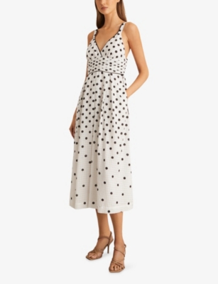 REISS: Dottie V-Neck Woven Midi Dress