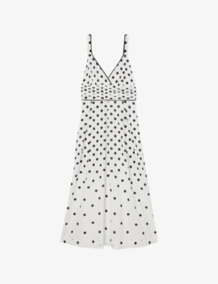 REISS: Dottie V-Neck Woven Midi Dress