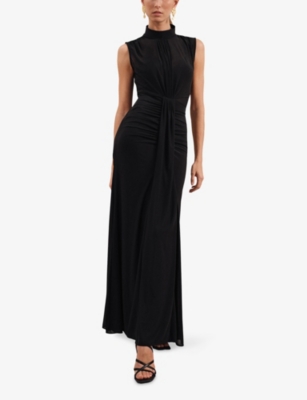 REISS: Daniella High-Neck Stretch-Woven Maxi Dress