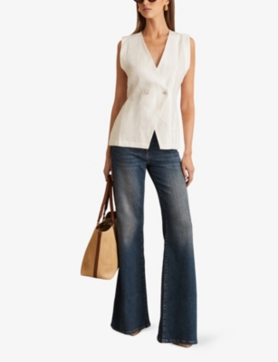 REISS: Whitney Double-Breasted Linen Waistcoat