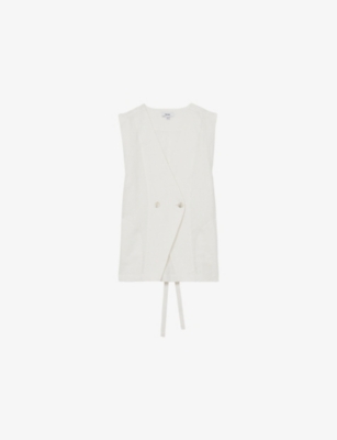 REISS: Whitney Double-Breasted Linen Waistcoat
