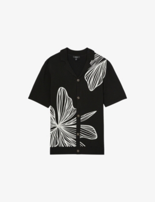 REISS: Laurent Floral-Embroidered Stretch-Knit Shirt