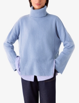 Whistles Womens Blue Roll-neck Knitted Wool-blend Jumper In Blue