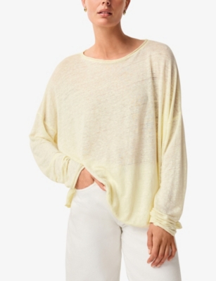 THE WHITE COMPANY: Draped Long-Sleeve Linen-Jersey Top