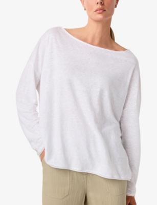 THE WHITE COMPANY: Draped Long-Sleeve Linen-Jersey Top