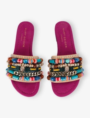 KURT GEIGER LONDON: Southbank Bead-Embellished Woven Sandals