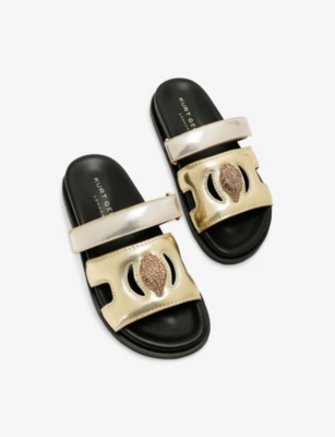KURT GEIGER LONDON: Eagle Cut-Out Metallic-Leather Sandals