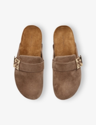 Shop Tory Burch Womens Tan Mellow Suede Mules Eur 38.5 / 5.5 Uk