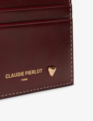 CLAUDIE PIERLOT: Heart-Embellished Branded Leather Card Holder