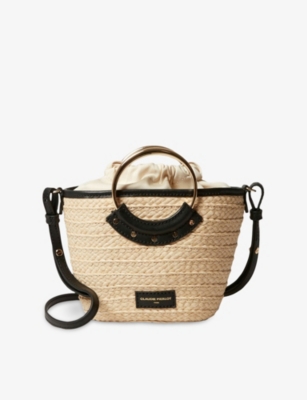 CLAUDIE PIERLOT: Small Ring-Handle Woven Basket Bag