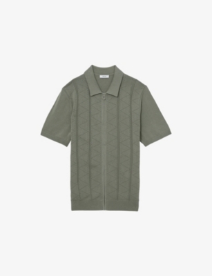 Reiss Mens Tay Pointelle-knit Modal And Cotton-blend Shirt Sage In Gray