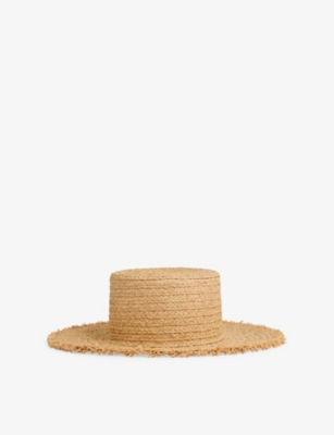 Reiss Womens Natural Freya Straw Boater Hat