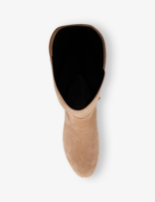 Dune Womens Caramel Suede Tayla Knee-high Suede Boots In Caramel Suede