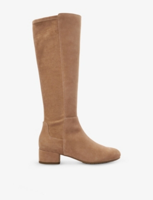 DUNE WOMENS TAYLA KNEE-HIGH SUEDE BOOTS CARAMEL SUED