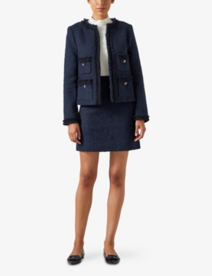 Lk Bennett Charlee Tweed Jacket In Blu-navy
