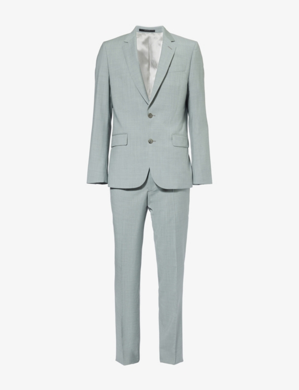 Notch-Lapel Tow-Button Tailored-Fit Wool Suit