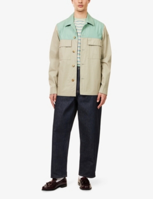 PAUL SMITH: Colour-Block Flap-Pockets Cotton Shirt Jacket