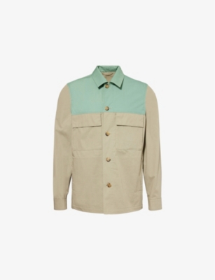 PAUL SMITH: Colour-Block Flap-Pockets Cotton Shirt Jacket
