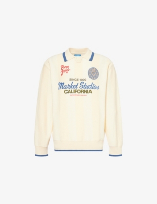 MARKET: Pure Gold Embroidered-Text Knitted Top