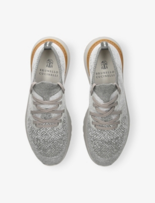 Brunello Cucinelli And-embossed Knitted Low-top Trainers In White/oth