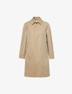 UNDERCOVER WOMENS BEIGE PLEATED TWO-WELT-POCKETS RELAXED-FIT COTTON-POPLIN TRENCH COAT