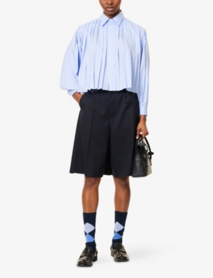 UNDERCOVER: Pleated Long-Sleeve Cotton Blouse